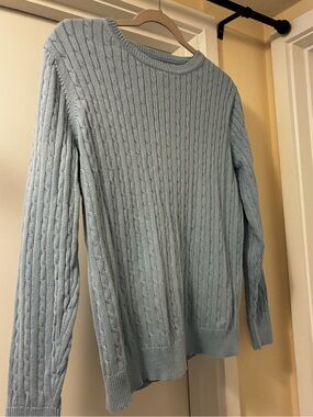 Light Blue Grey Patterned Crew Neck Sweater